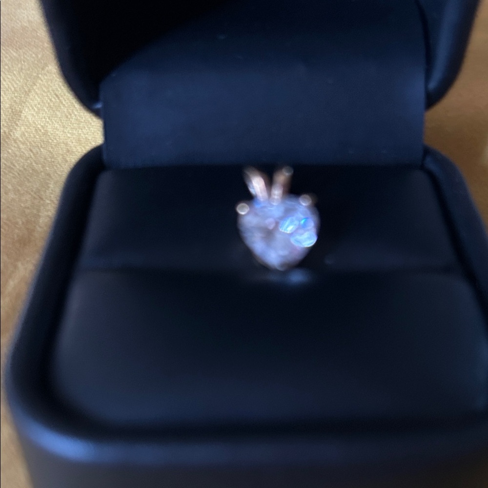 Radiant Heart-Cut Clear Stone Pendant in Gold Tone - Picture 8 of 9